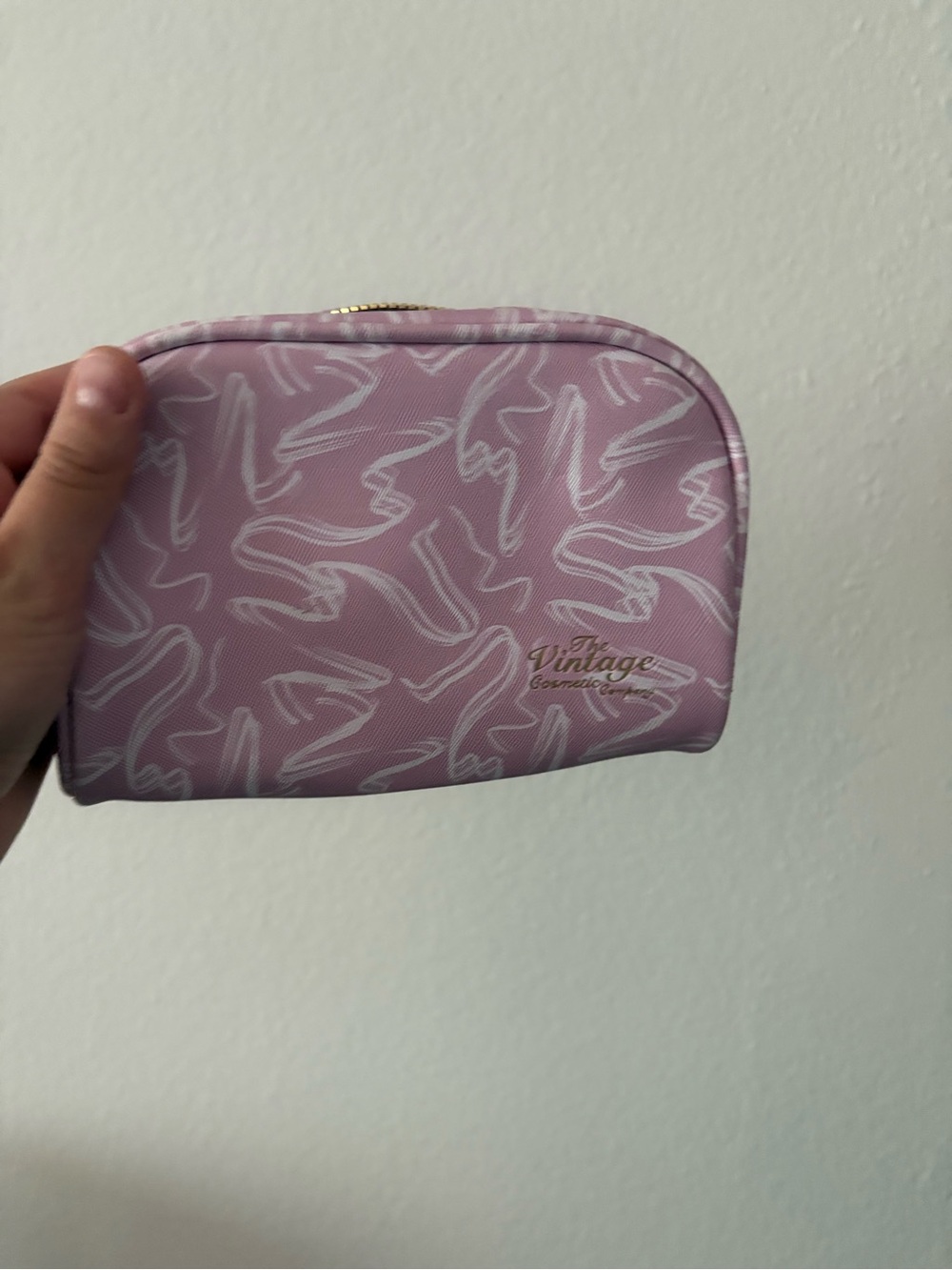 The Vintage Cosmetic Case in Pink with Abstract Print